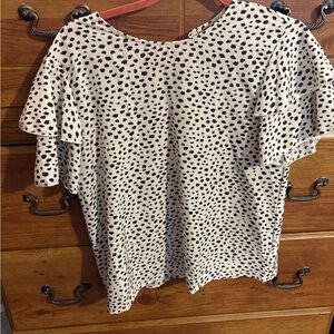 Polka Dot Ruffle Sleeve Top